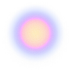 Blur gradient circle with grain noise texture, neon hologram iridescent color blurry shape isolated on transparent background. © i_fleurs