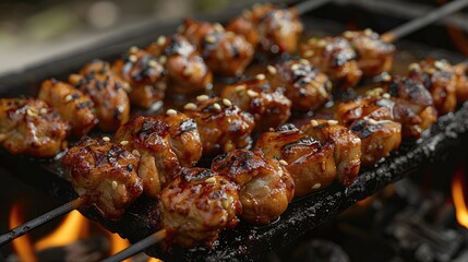 Yakitori: Skewered and grilled chicken pieces, often seasoned with salt or brushed with a sweet soy-based sauce