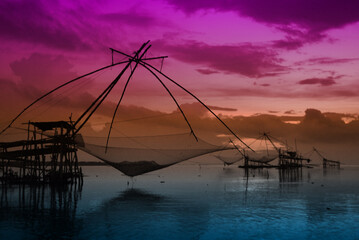 Klong Pak Pra in sunrise at fisherman village