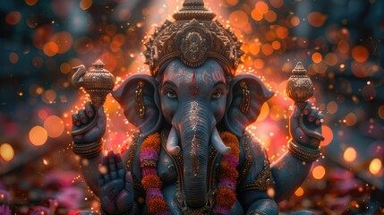hindu god Ganesh elephant in India Diwali - obrazy, fototapety, plakaty