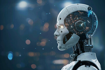 Brain in Robot head AI creative thinkers in the future.