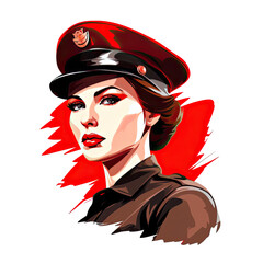 A logo of a confident woman soldier - obrazy, fototapety, plakaty