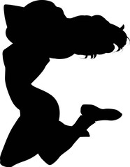Black Silhouette of a Woman Jumping High
