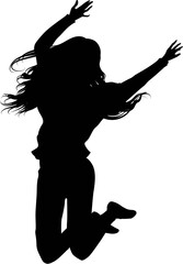 Black Silhouette of a Girl Cheering