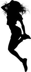 Black Silhouette of a Girl Jumping High