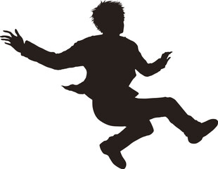 Black Silhouette of Man in Flying Position