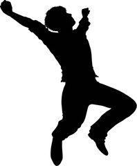 Black Silhouette of a Boy Cheering