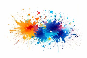 A dynamic and colorful vector illustration of fireworks bursting in the sky, created with a minimalistic approach on a white solid background