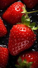 fresh strawberry adorned with glistening raindrops of water background poster 