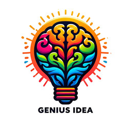 Creative and innovative idea icon. Brainstorm creativity intelligence with a lightbulb and brain logo. Genius ideas

