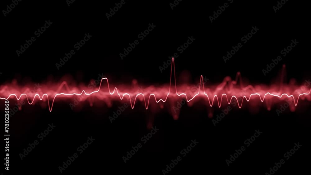 Aufkleber abstract red glowing heartbeat lines on black loop background. concept heart ecg graph animation.