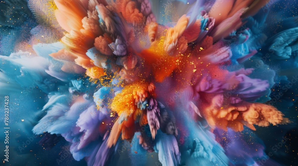 Poster fascinating shapes and patterns emerge from the colorful abstract explosions each one a work of art.