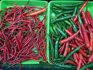 Fresh red chilies.