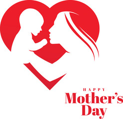 Happy Mother`s Day flyer, banner or poster, silhouette of a mother holding her son hand. Vector illustration