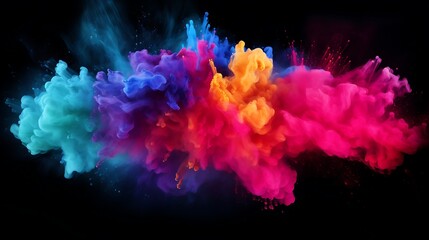 Fototapeta na wymiar Colorful explosion of colored powder isolated on white background
