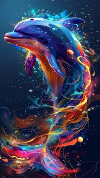 Marine mammals, Glitched Rainbows, Line art details, JHE RIVERDITAT HOMETS/D/, Action-Filled, , easter  theme