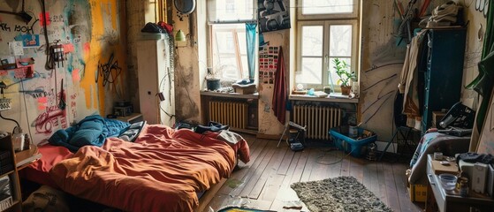 若者が暮らす部屋のイメージ（グランジ）