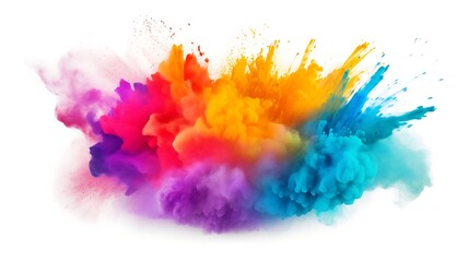 Explosion of colored powder isolated on white background