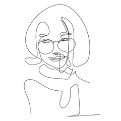 girl glasses one line background