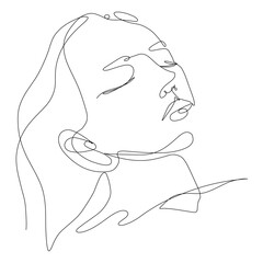 woman long hair breath the air on white background