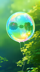 Close-up of flying soap bubbles