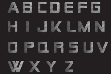 Bold English font letters A-Z, gradient color, black and white.
