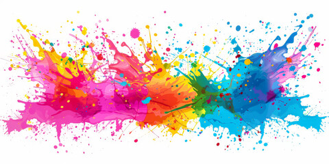 Colorful splash paint on a white background, colorful splashes ink on white, banner, abstract splashes watercolor background