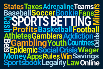 Naklejka premium Sports Betting Word Cloud on Blue Background
