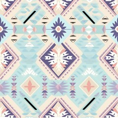 pastel color bohemian seamless pattern with ethnic detail