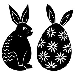 Happy  Easter  Egg  Rabbits Silhouette