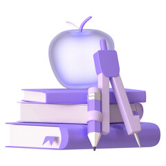 Knowledge apple books Education school 3D Object