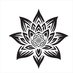 Fototapeta premium a black and white drawing of a flower with a flower on it