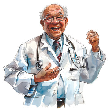 Cartoon doctor pictures Friendly doctor and smiles friendly, isolated on transparent background 