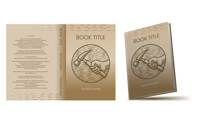 creative and aesthetic book cover design mockup vector with vintage hammer or carpenter theme