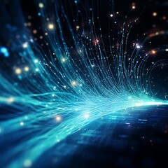 Fototapeta premium Abstract background with glowing lines and bokeh