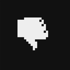 Obraz premium Thumbs down pixel art icon, sign gesture, video game sprite. Isolated vector illustration on black.
