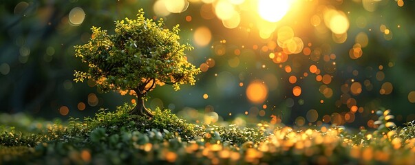 , *earthly guide to growth*, *imbued with ancient wisdom*, *bringing new life to the garden*, *3D render*, *Golden Hour*, *Depth of Field Bokeh Effect* - obrazy, fototapety, plakaty