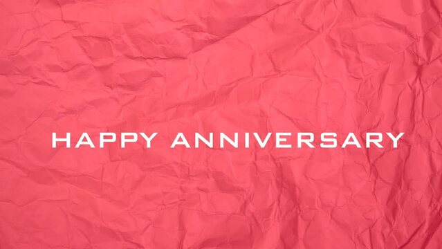 Happy Anniversary Text Animation on red paper