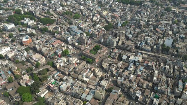 Kolhapur city bird eye view in Maharashtra