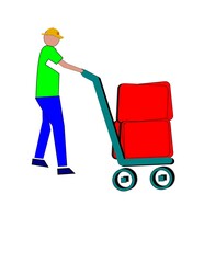 delivery person with a cart