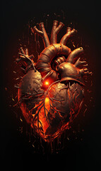 Steampunk human heart old metal rust