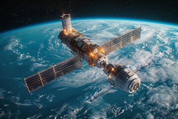 Satellite orbiting Earth capturing high-resolution images.