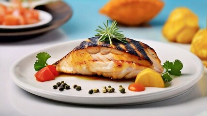 Asian fish fry served on a wooden table, featuring fried fish and vegetables on a white dish.