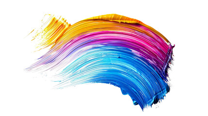Hand painted stroke of multi colors paint brush isolated on white background PNG