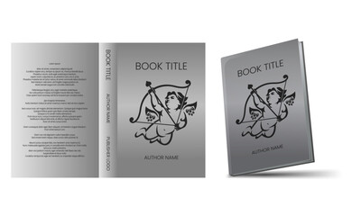 creative and aesthetic book cover design mockup vector with baby cupid angel theme