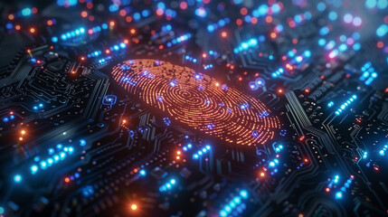 Personal data Security system with fingerprint on cyber technology