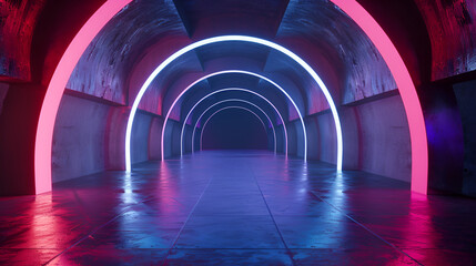 tunnel of neon light , generative ai