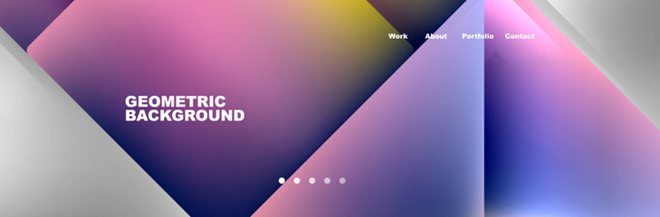 Colorful fluid gradient triangles and squares web site template. Vector Illustration For Wallpaper, Banner, Background, Card, Book Illustration, landing page