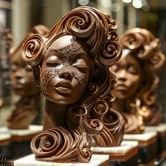 Chocolate sculptures on display - obrazy, fototapety, plakaty
