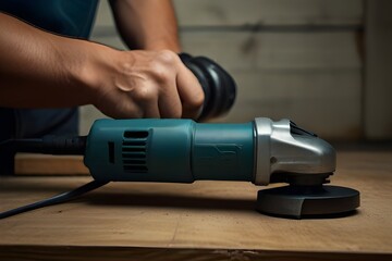 Heavy Industry Engineering Factory Interior with Industrial Worker Using Angle Grinder and Cutting a Metal Tube. Contractor in Safety Uniform and Hard Hat Manufacturing Metal Structures.
